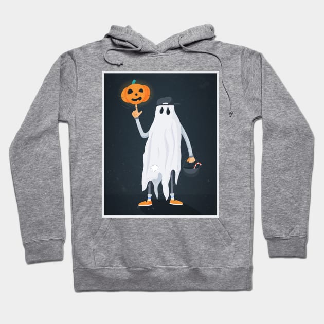 Ghost men with pumpkin head and candies Hoodie by Polikarp308